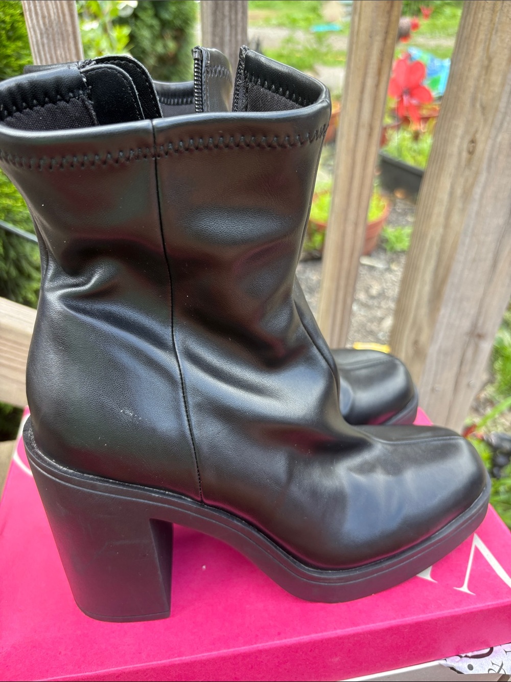 Classic Black Platform Block Heel Ankle Boots